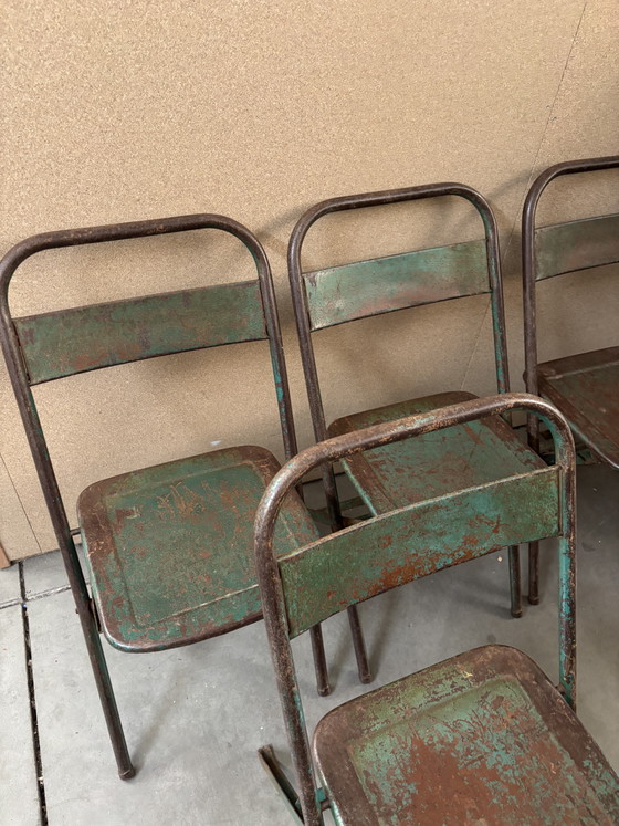 Image 1 of Vintage Brocante metal folding chairs / chairs