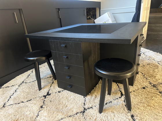 Image 1 of Mesa de juego LEGO de madera maciza a medida 120x120 + 4 taburetes Eichholtz