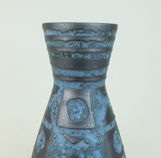 Image 1 of vase carstens decor ankara bleu gris glacure metallique no. 1218-29 céramique du milieu du siècle 1960 WGP