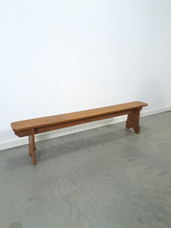 Image 1 of Old brocante wooden bench from France