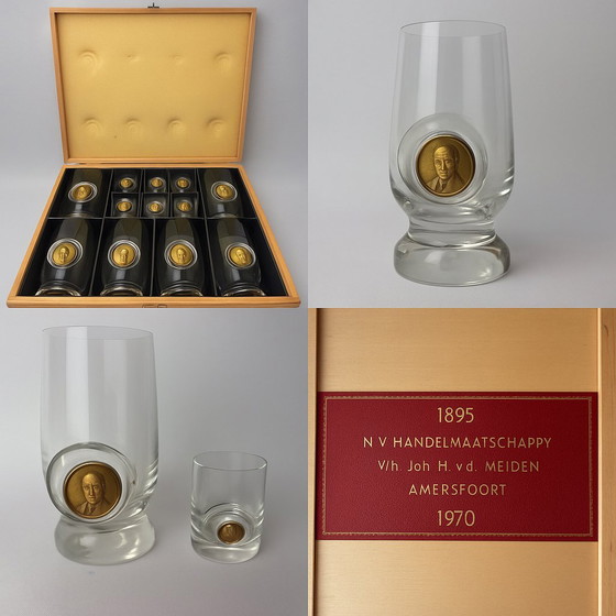 Image 1 of Jubiläumsset 1970 – 12 Gläser in einer luxuriösen Holzbox – vergoldet