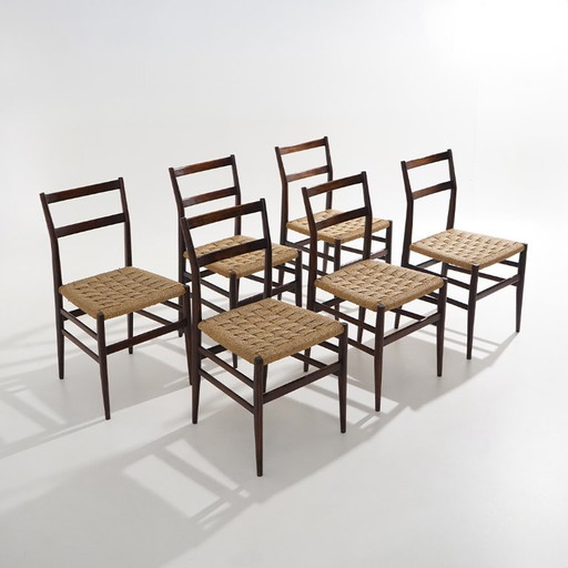 Sechs „Leggera“-Stühle von Gio Ponti für Cassina, 1950er Jahre
