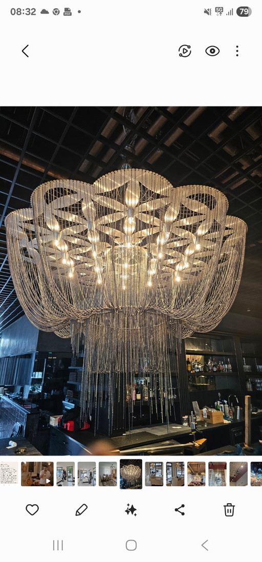 2 lámparas de araña Willowlamp – hechas a medida – aprox. 120 cm de diámetro – kroonluchters, rvs
