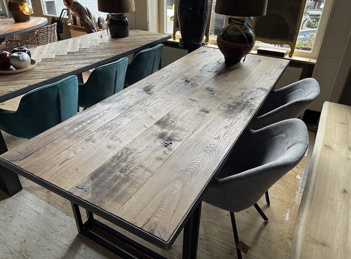 Vintage oak cafe-colored dining table