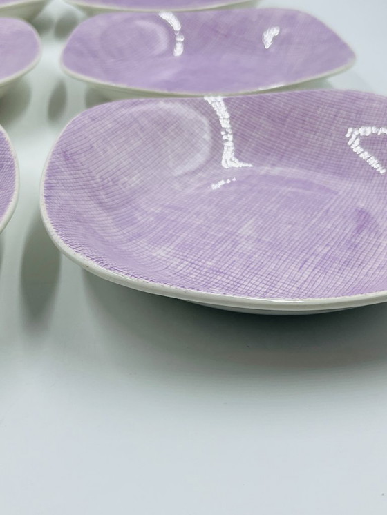 Image 1 of Set di 6 piatti fondi Boch La Louvière – Motivo Seduction 1962 – Vintage belga