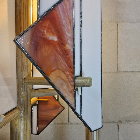 Image 1 of Lampada da terra in vetro colorato di pino, fatta a mano, vintage / lampada unica