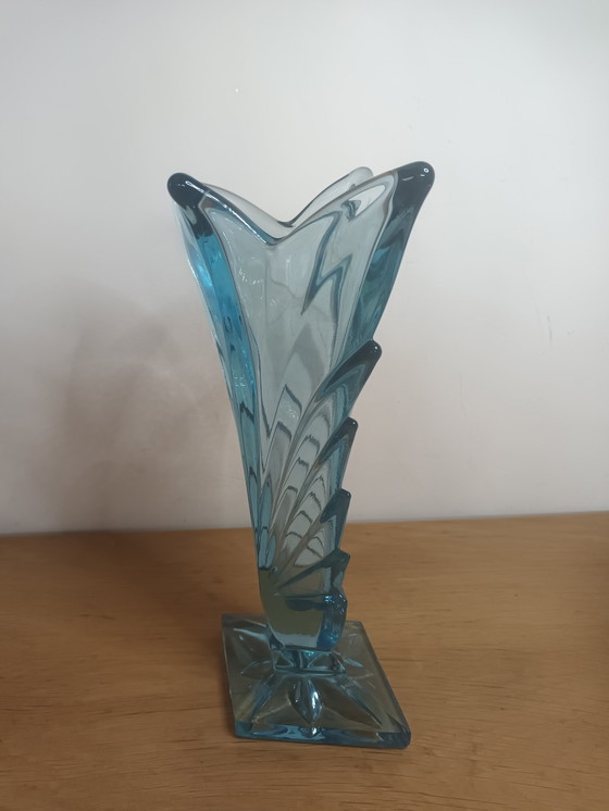 Image 1 of 2 Art Deco pressed glass vases