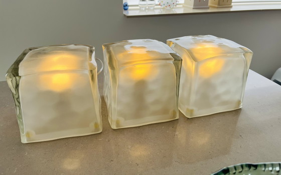 Vintage IKEA Iviken “Ice Cube” Table Lamps – Glass, Plastic (photo 3 of 8)