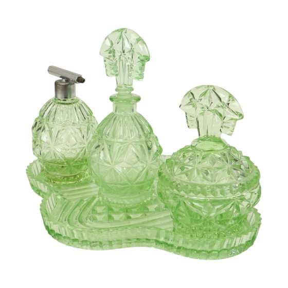 Image 1 of Set de toilette en cristal vert Set Boudoir