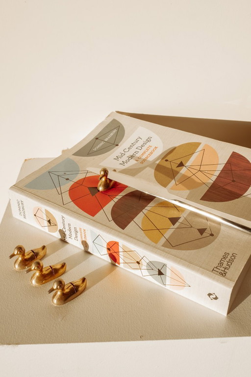 4x Brass vintage name card holders ducks