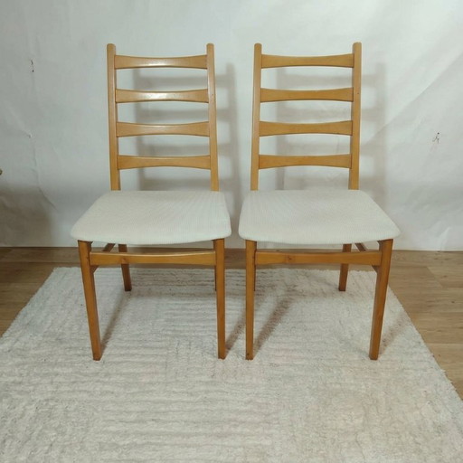 Set aus 2 Vintage Skandinavischen Stühlen aus Teakholz und Cord, 1960er Jahre