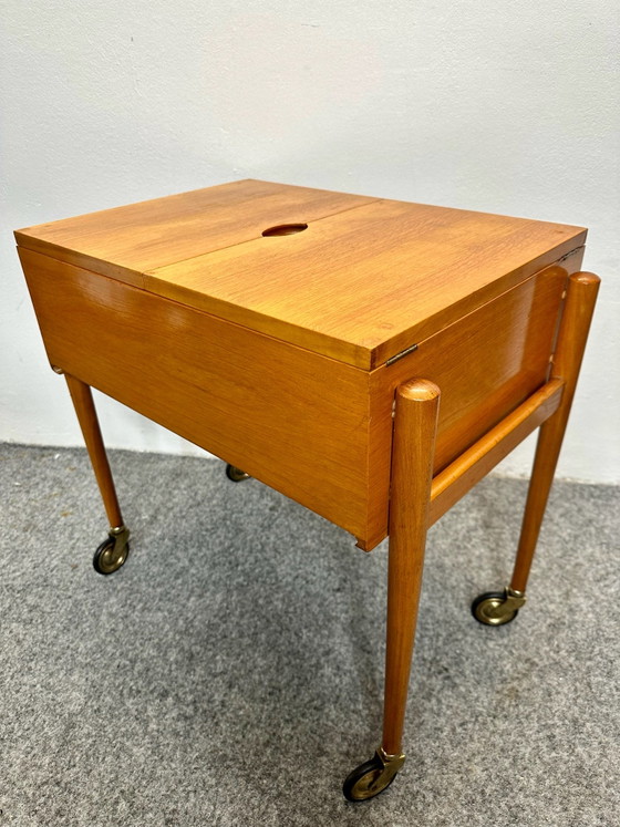 Mid Century Sewing Cart Danish Design Lotos 226 Teak 60s, Bar carts, Wood, Brown (photo 3 of 15)