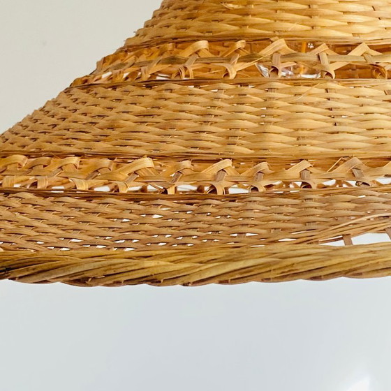 Image 1 of Lampada a sospensione vintage in rattan molto grande