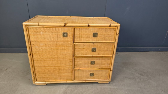 Image 1 of Wicker and bamboo cabinet by Dal Vera, 1970s