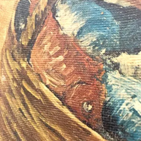 Image 1 of Ölgemälde, G. De Curtis, signierte Leinwand, Junger italienischer Fischer, Ende des 20. Jahrhunderts