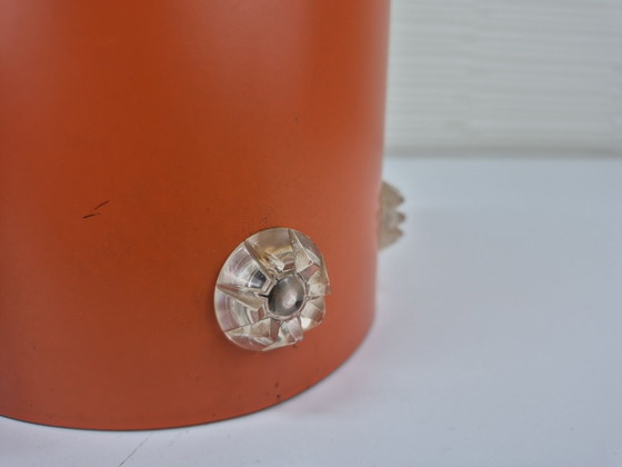 Vintage Space Age orange cylinder Pendant lamp. – Metal, Plastic (photo 7 of 9)