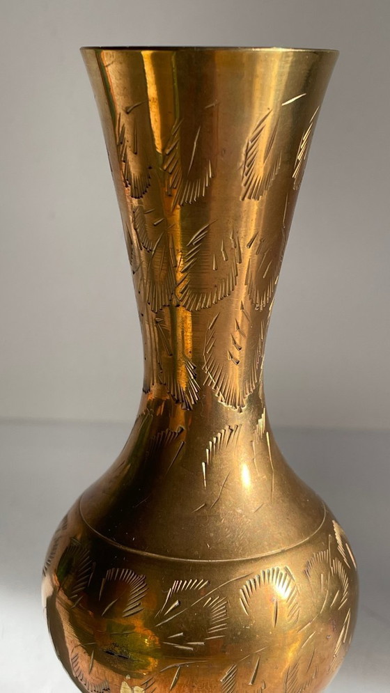 Image 1 of Vintage Handcrafted Ceramic and Brass Vases