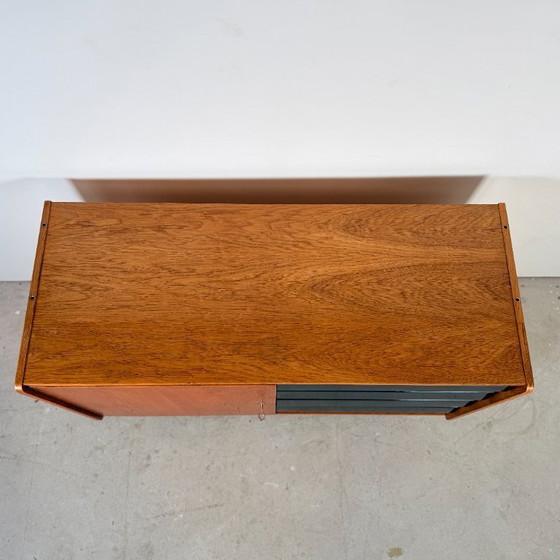 Image 1 of Credenza U458 di Jiří Jiroutek, nera con cassetti bianchi