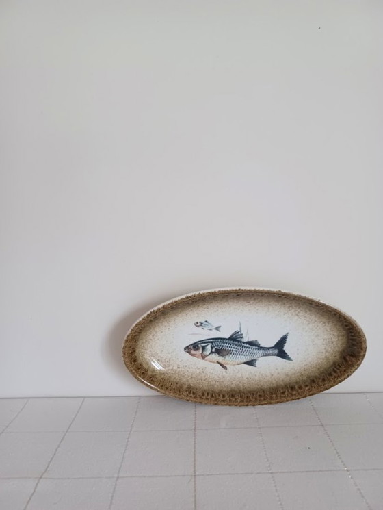 Image 1 of Cerámica V.A.R.M. - Italia, años 90 - 6 platos ovalados decorados a mano - motivo de peces