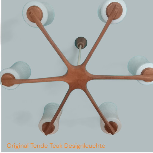 Lámpara de techo de diseño original de teca Temde de mediados de siglo