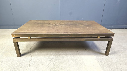 Vintage etched brass coffee table signed by Willy Daro, 1970s