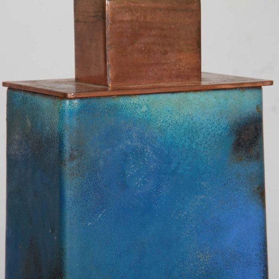 Image 1 of Enamelled metal table lamp from the 1950s