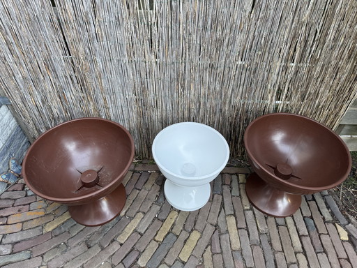 Large 70s Space Age Diabolo Flower Pots by Elho
