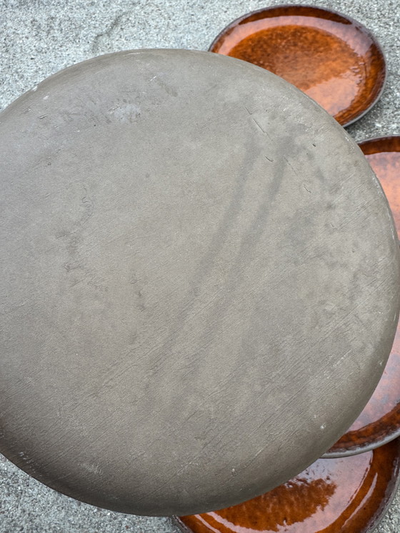 Image 1 of Assiettes céramique émaux orange années 70