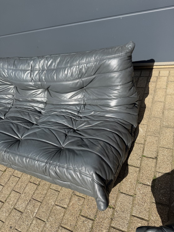 Image 1 of 100% Authentieke Ligne Roset Togo 3z Anthraciet Grijs Leder
