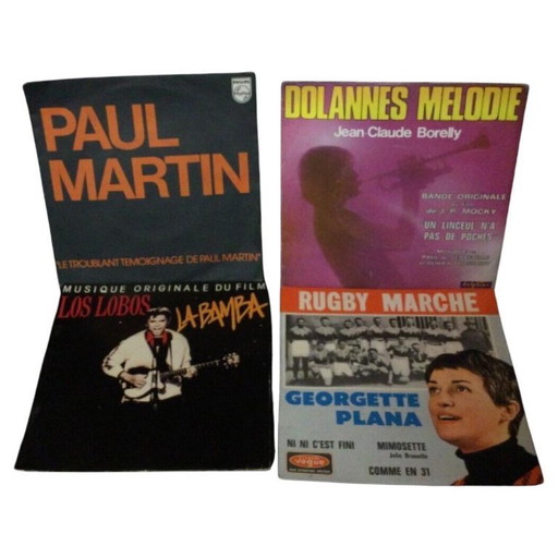 Lot of 3 Vintage 45 RPM Vinyl Records - G. Palma, Los Lobos, J.C. Borelly - 2Y06