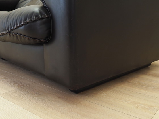 Image 1 of Bruine leren bank, Zwitsers ontwerp, jaren 1970, Vervaardiging: De Sede