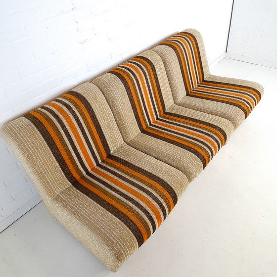Image 1 of Canapé modulable vintage des années 70, en tissu velours côtelé, orange-brun