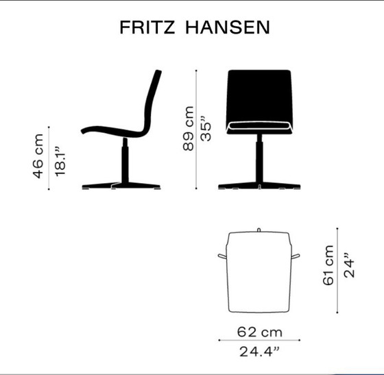 Image 1 of Oxford Bürostühle (Design: Arne Jacobsen; Produktion: Fritz Hansen) | 2er-Set | Mit Echtheitszertifikaten