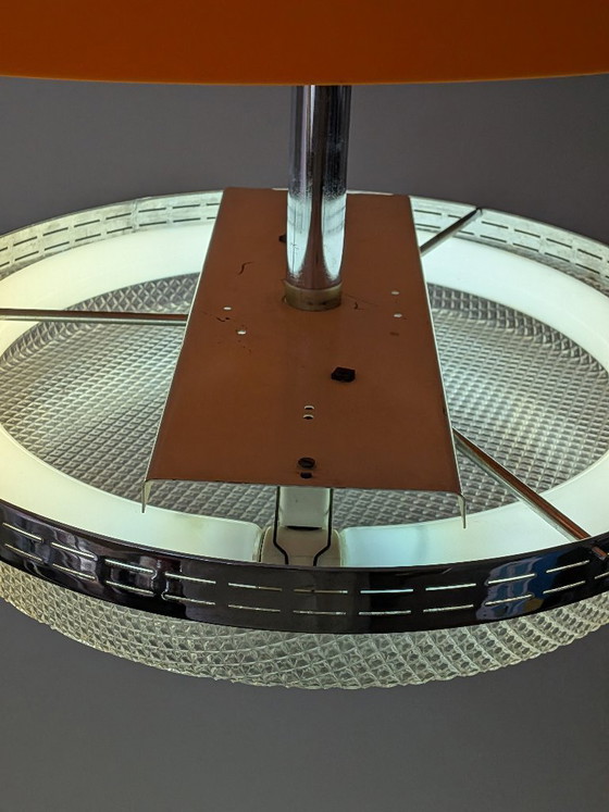 Image 1 of Vintage Space Age "UFO" hanglamp van Massive Belgium – Oranje & Chroom