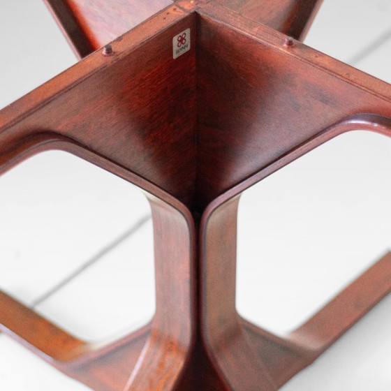 Image 1 of 1x Tavolo da pranzo rotondo in legno di design, modello 522 di Gianfranco Frattini per Bernini