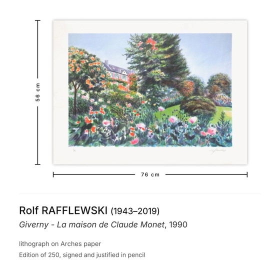 Image 1 of Rolf Rafflewski Giverny - Das Haus von Claude Monet Signierte Lithografie 1990