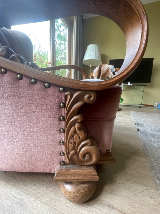 Image 1 of Set van 4 Art Deco fauteuils (ca. 1920-1950) | Opnieuw bekleed met roze fluweel