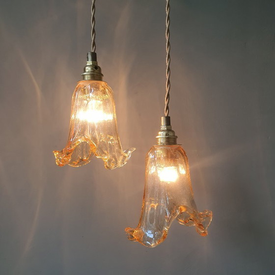 Image 1 of Ensemble de 2 suspensions vintage de Murano - Italie - Milieu du XXe siècle