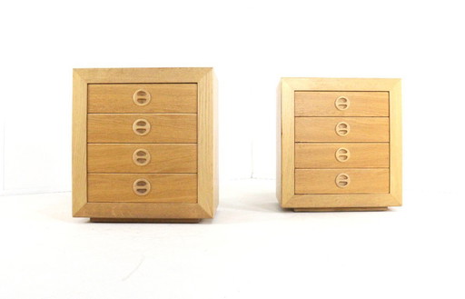 Ensemble de 2 tables de chevet en chêne vintage