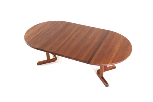 Dyrlund 2x extendable round dining table vintage solid teak