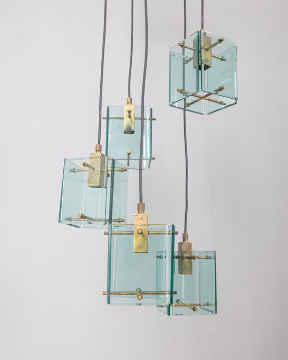 Image 1 of Lampadario in vetro vintage anni '60 progettato dallo Studio Zeroquattro