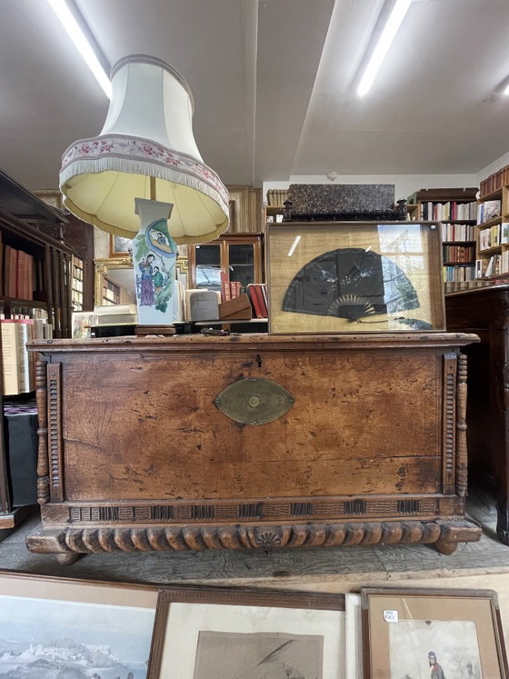 Image 1 of Antique carved wooden chest