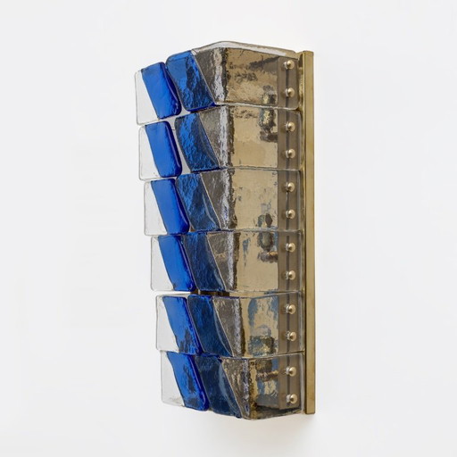 Paar Wandleuchten aus italienischem Muranoglas und Messing im Mid-Century-Modern-Stil