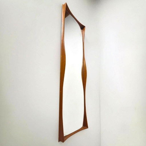 Vintage Deens design spiegel jaren 60 teak hout mid century