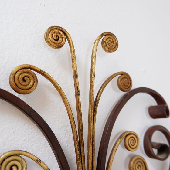 Image 1 of Aplique de hierro forjado y cristal, estilo Maison Baguès