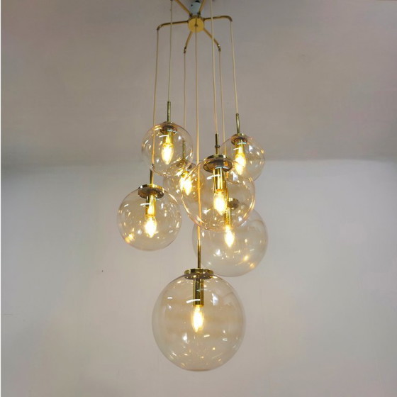 Image 1 of XL cascade lamp globe mid century vintage glas