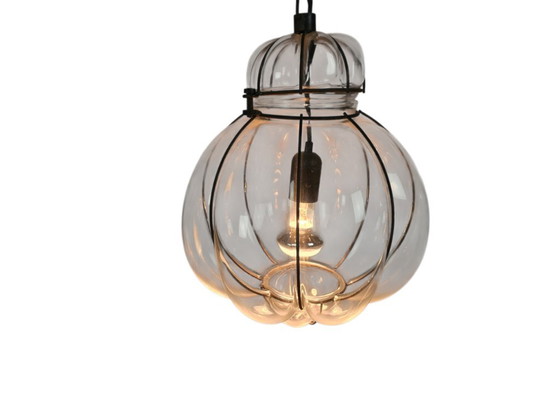 Lampada a sospensione in vetro con struttura in metallo, Lampade a sospensione, Trasparente, Modern (foto 5 di 5)
