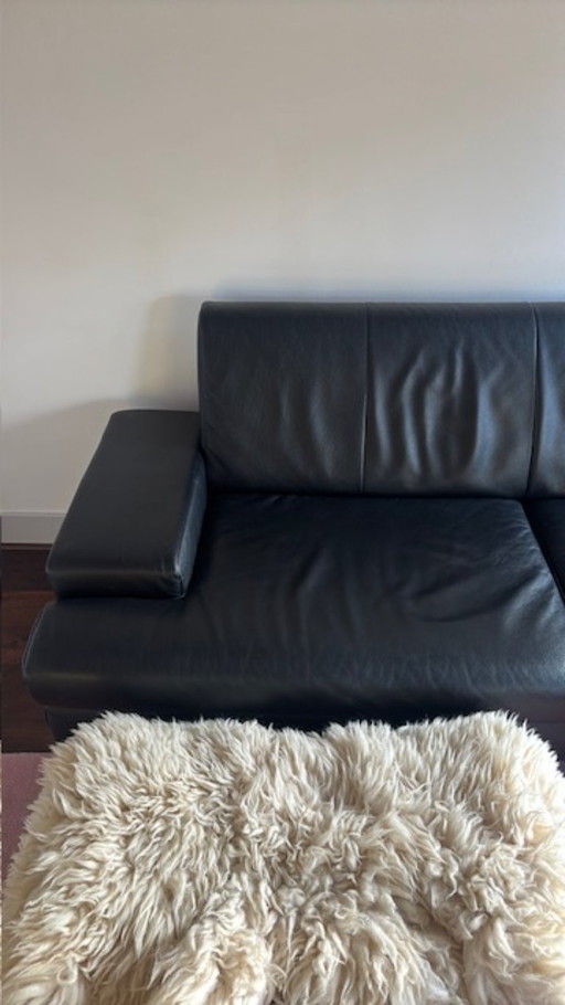 Schwarzes Ledersofa von Rolf Benz