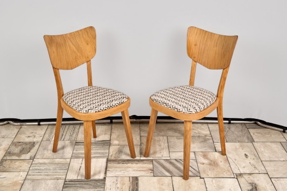 Set of 4 Dining Chairs, by TON, 1960s, Czechoslovakia – Textile, Wood (photo 4 of 15)