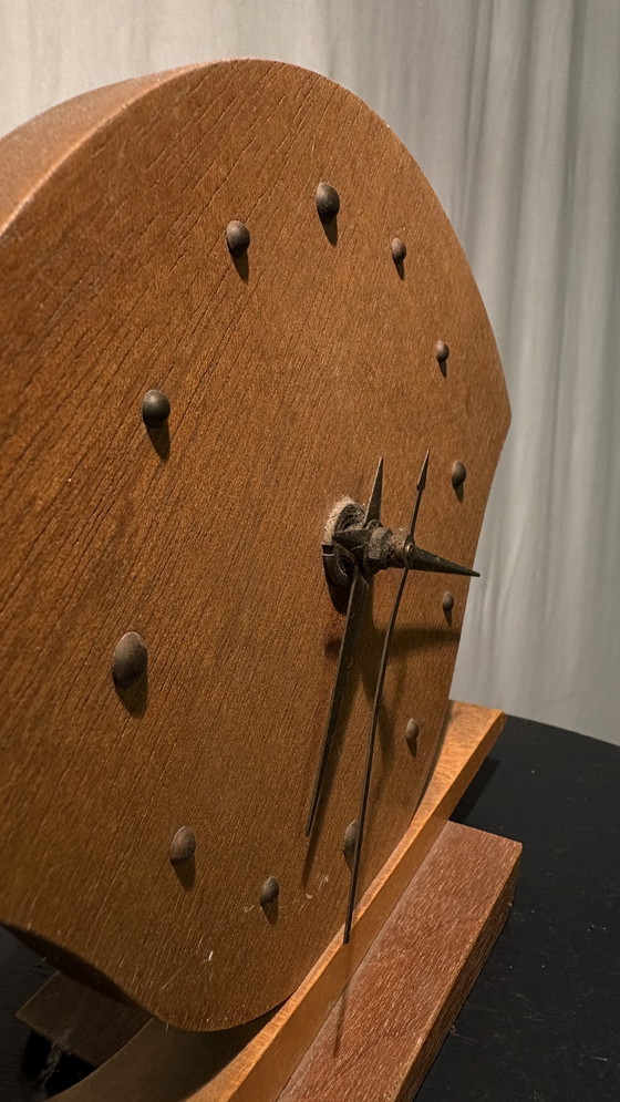 Image 1 of Vintage Mid - Century Table Clock - Sculptural Design from the 1950s/60s.